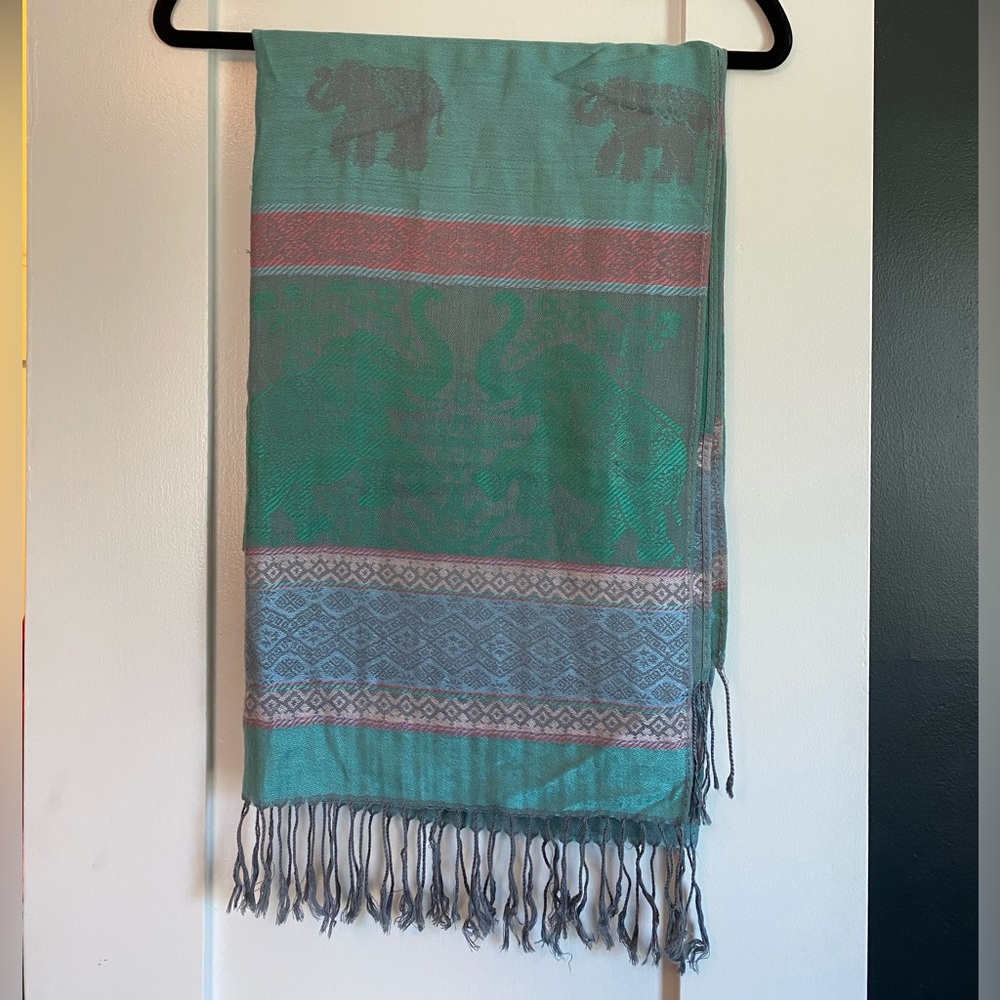 Women’s Elephant Print Multicolor Scarf/Wrap